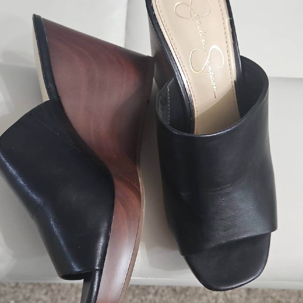 Jessica Simpson Black Open-Toe Slide Mules - Picture 2 of 4